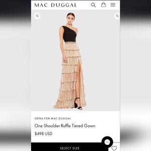 Mac Duggal One Shoulder Black and Gold Gown